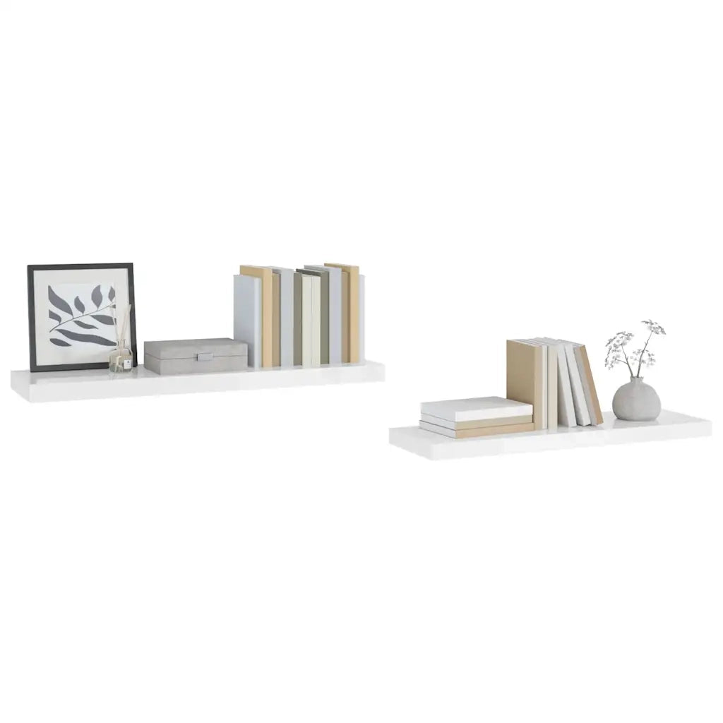 Scaffali a Parete 2 pz Bianco Lucido 90x23,5x3,8 cm in MDF cod mxl 46730