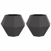 2 pz Fioriera | Cassetta per fiori | Vaso Nero 75 x 75 x 60 cm Acciaio