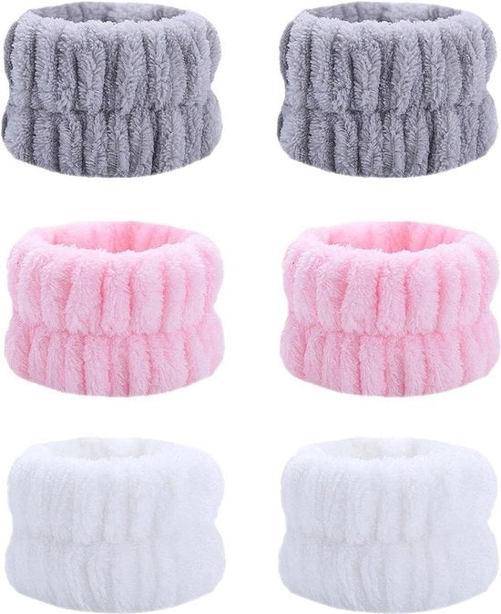 Bracciale per la pulizia del viso - 6 pezzi - Resistente all'umidità e assorbente acqua per il benessere spa