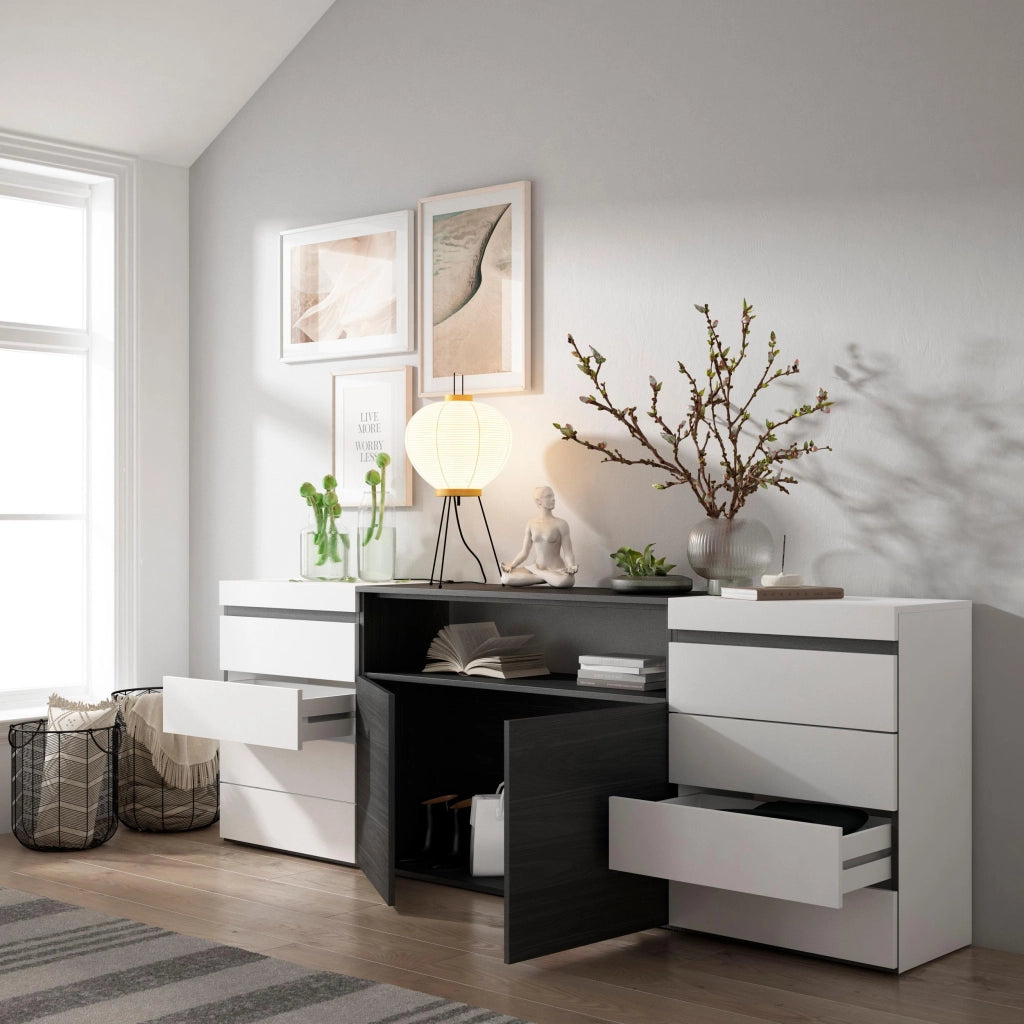Cassettiera, 214x35x75cm, Camera da letto, Con Stoccaggio, Bianco e nero RF3423