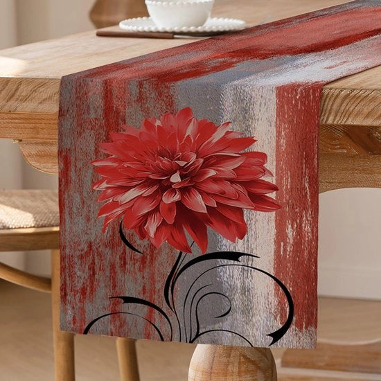 Tavolo da Caffè in Stile Retro con Fiori Decorazione da Tavolo Rurale Pittura a Olio in Stile Rustico Tavolo da Caffè Decorativo 33 x 183 cm per Cucina, Vacanze, Feste e Matrimoni