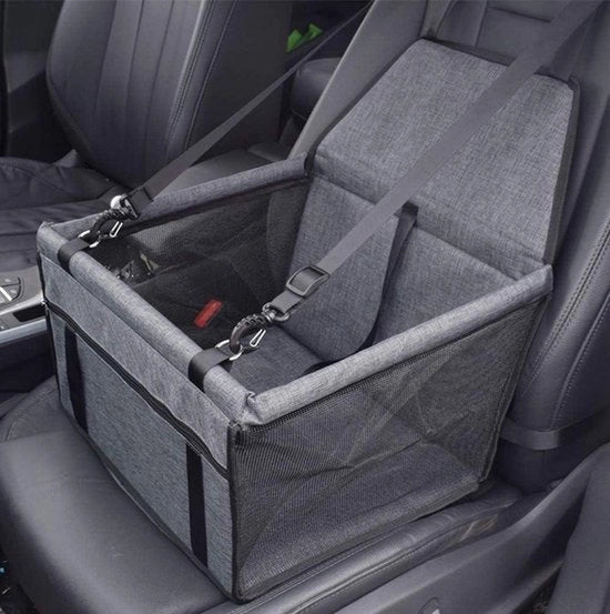 Sedile auto per cani - booster per sedili auto - adatto per cani piccoli e medi - lavabile - pieghevole e respirabile - con cinturone di sicurezza clip-on - tubo di supporto in PVC e chiusura a guscio - portacani auto