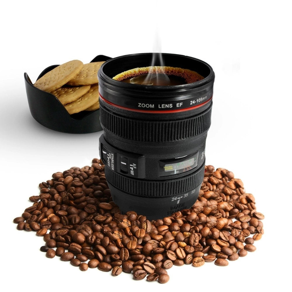 Trade Shop - Tazza Per Bevande A Forma Di Obiettivo Di Macchina Fotografica Con Coperchio -