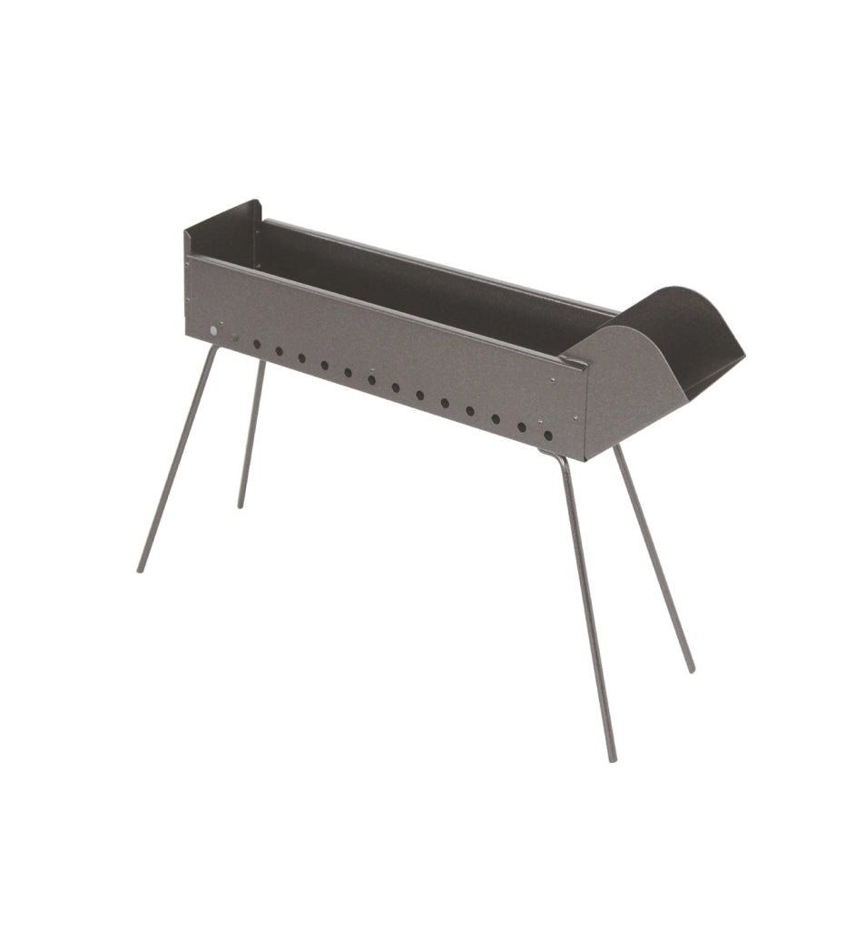 Cuoci Arrosticini a Carbone Filoteo 100x14x75 cm Rampa di Carico e Scarico Cenere in Acciaio Nero