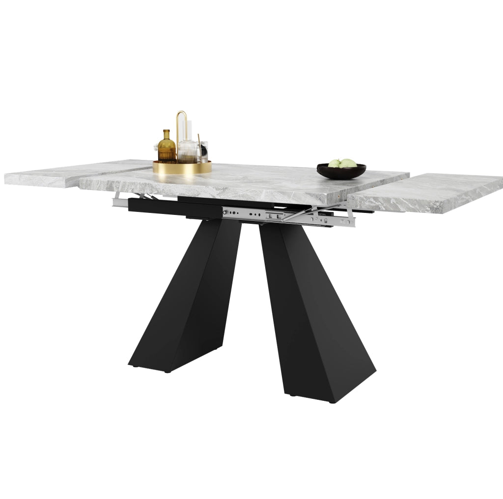 Tavolo da pranzo allungabile 99-159x74x77 cm; MDF e metallo; nero e grigio