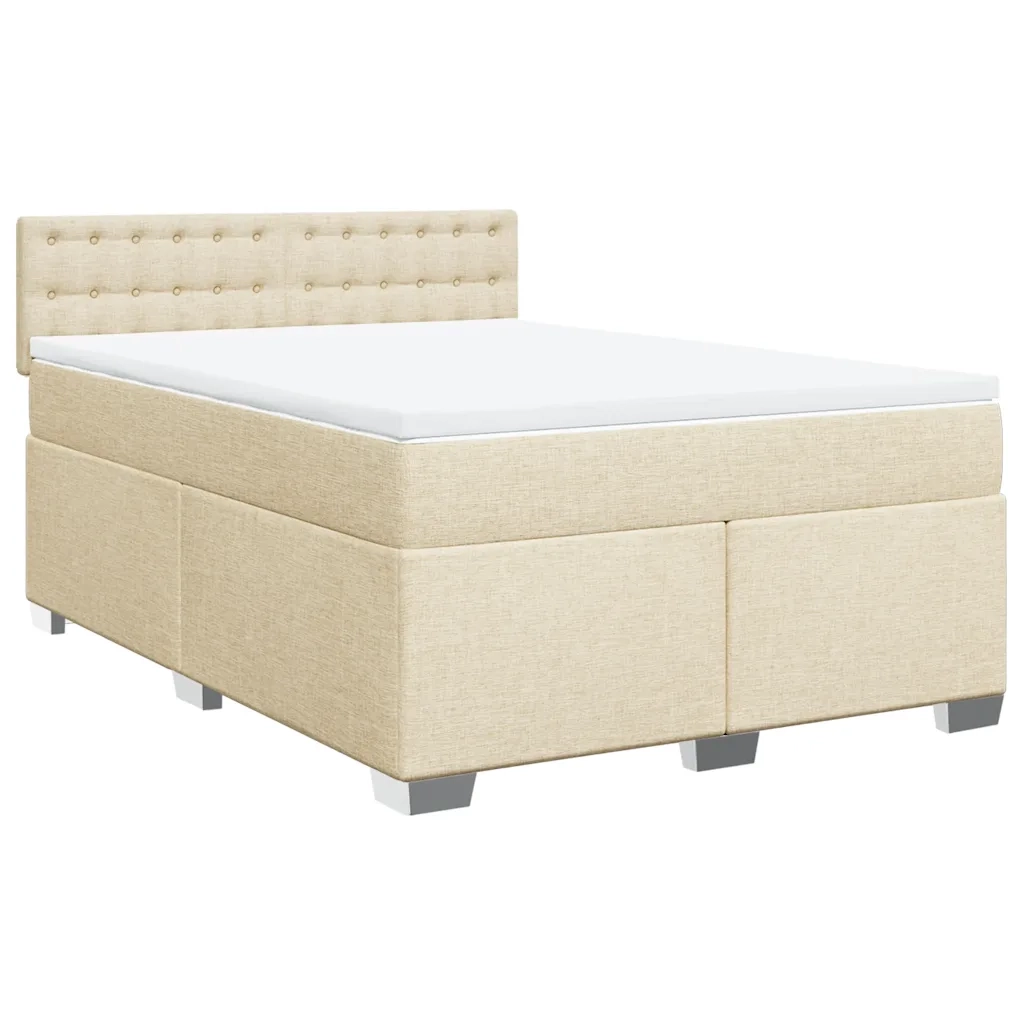 Giroletto a Molle con Materasso Crema 140x19 cm in Tessuto