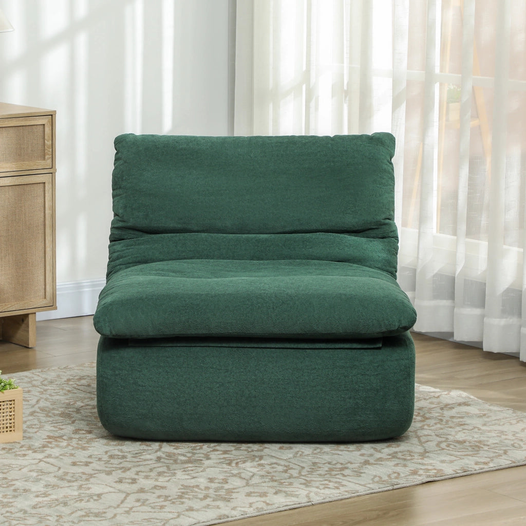 Poltrona da Salotto Design Moderno da Terra 82x103x75 cm in Tessuto Effetto Velluto e Schiuma Verde