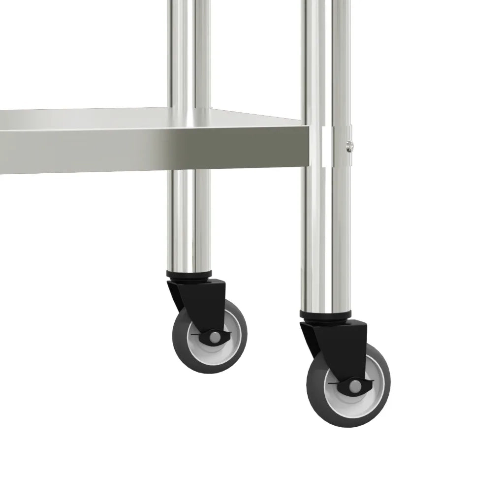 Tavolo Lavoro Cucina con Ripiano 110x30x150 cm Acciaio Inox CFW5496217