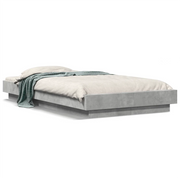 Letto singolo | Letto per adulti | Giroletto Grigio Cemento 90x200 cm in Legno Multistrato