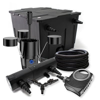 Set Filtro 60.000l Chiarificatore laghetto 24W Pompa NEO8000 70W Tubo 25m Skimmer