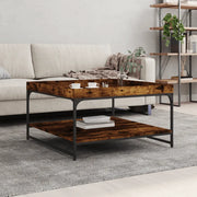 Tavolino-Tavolino da soggiorno-Tavolo Rovere Fumo 80x80x45 cm in Legno Multistrato e Ferro