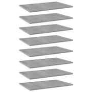 Ripiani per Libreria 8pz Grigio Cemento 60x40x1,5cm Multistrato 805259