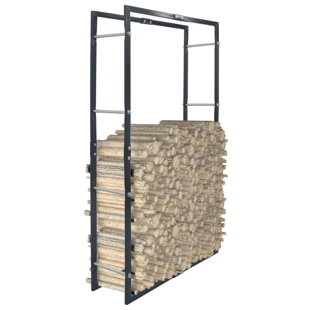 Rastrelliera per Legna da Ardere Nera 80x25x150 cm in Acciaio 286289