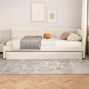 Letto singolo imbottito 90x200 cm con letto estraibile beige