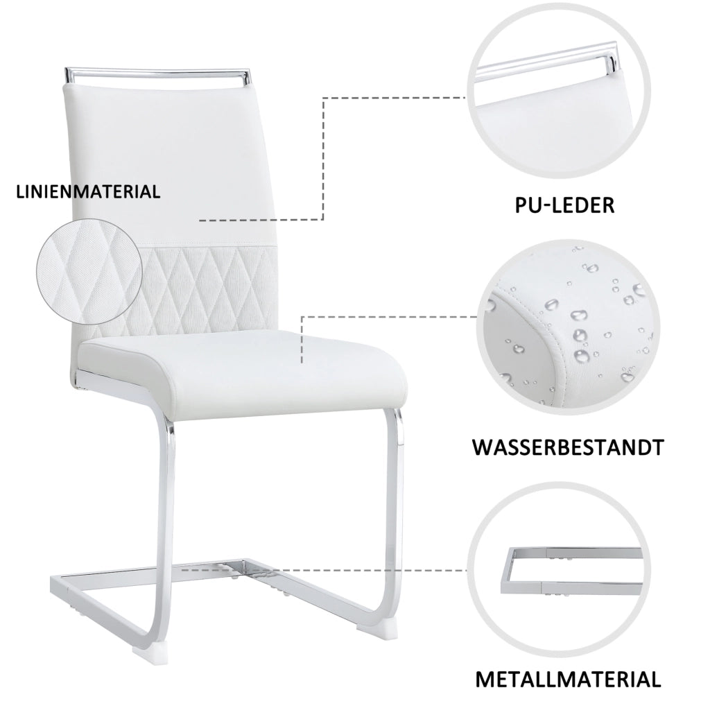 Sedia da pranzo ergonomica bianca con schienale imbottito