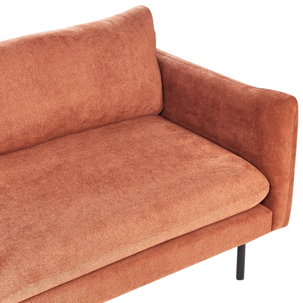 Divano moderno a 3 posti in tessuto di ciniglia marrone dorato sedile imbottito gambe nere Stile Retrò Moderno