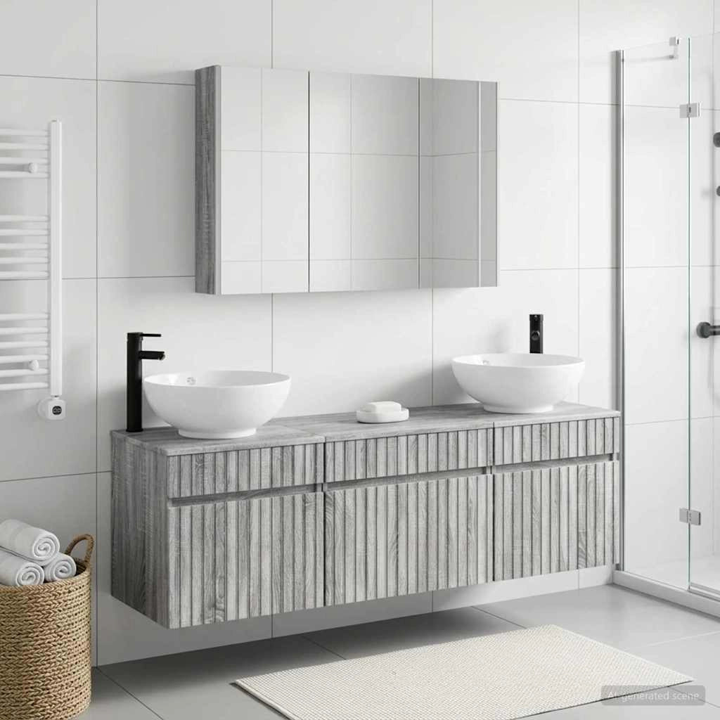 Set di Armadi da Bagno 4 pz Sonoma grigio Legno ingegnerizzato 3406628