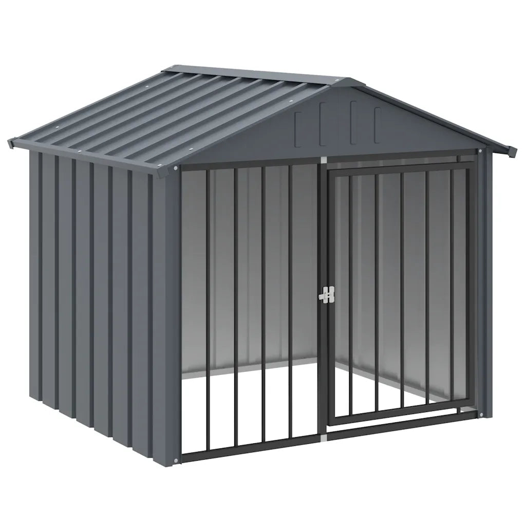 Casetta per Cani con Tetto Nero 117x103x102 cm Acciaio Zincato 172346