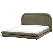 Letto imbottito in tessuto verde con testiera e giroletto 160 x 200 cm camera da letto elegante