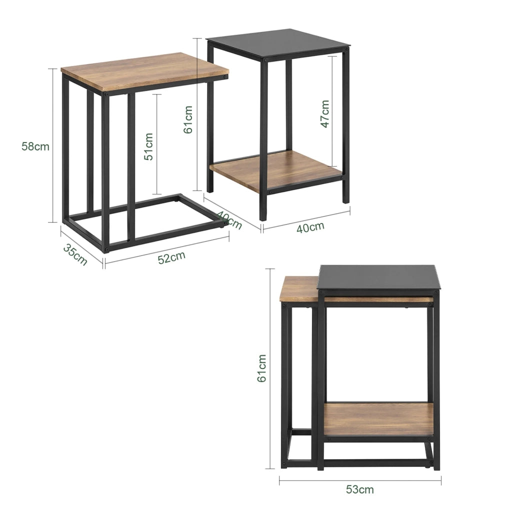 Set di 2 tavolini,Tavolino da Divano, Impilabili, Tavolino d'appoggio, FBT99-F