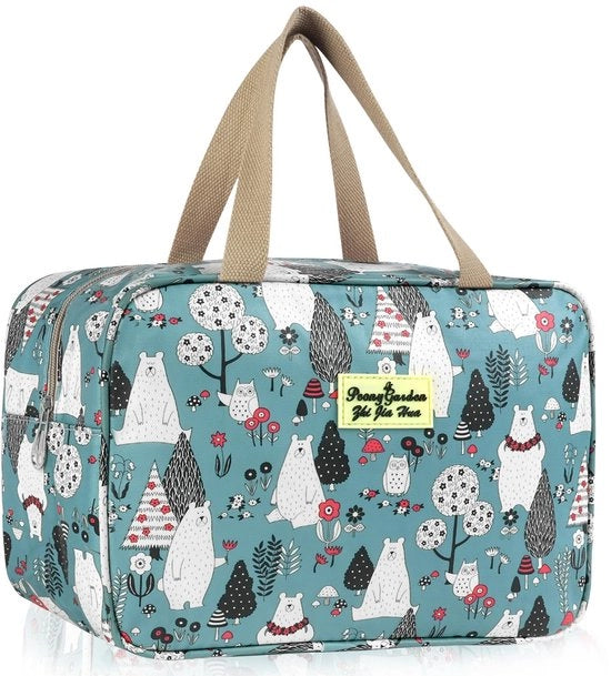 Tolettas per viaggiatore, organizzatore di cosmetici per donne e uomini, grande tolettas con maniglia per accessori, tolettas per viaggio, organizzatore di make-up per donne e uomini