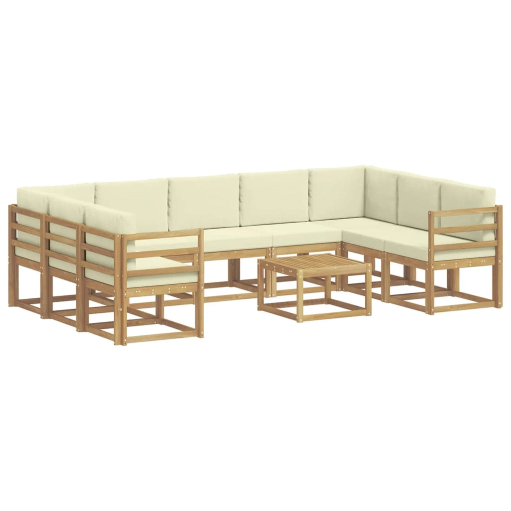 Set di divani da esterno 10 pcs Bianco e Crema 59 x 59 x 37 cm