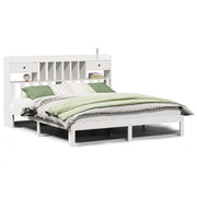 Letto matrimoniale | Letto per adulti | Giroletto con Libreria senza Materasso 180x200 cm in Legno Pino