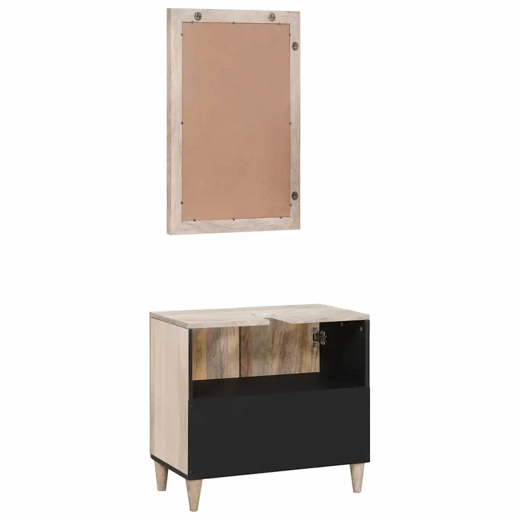 Set di mobili per il bagno 2 pcs Bianco Legno multistrato