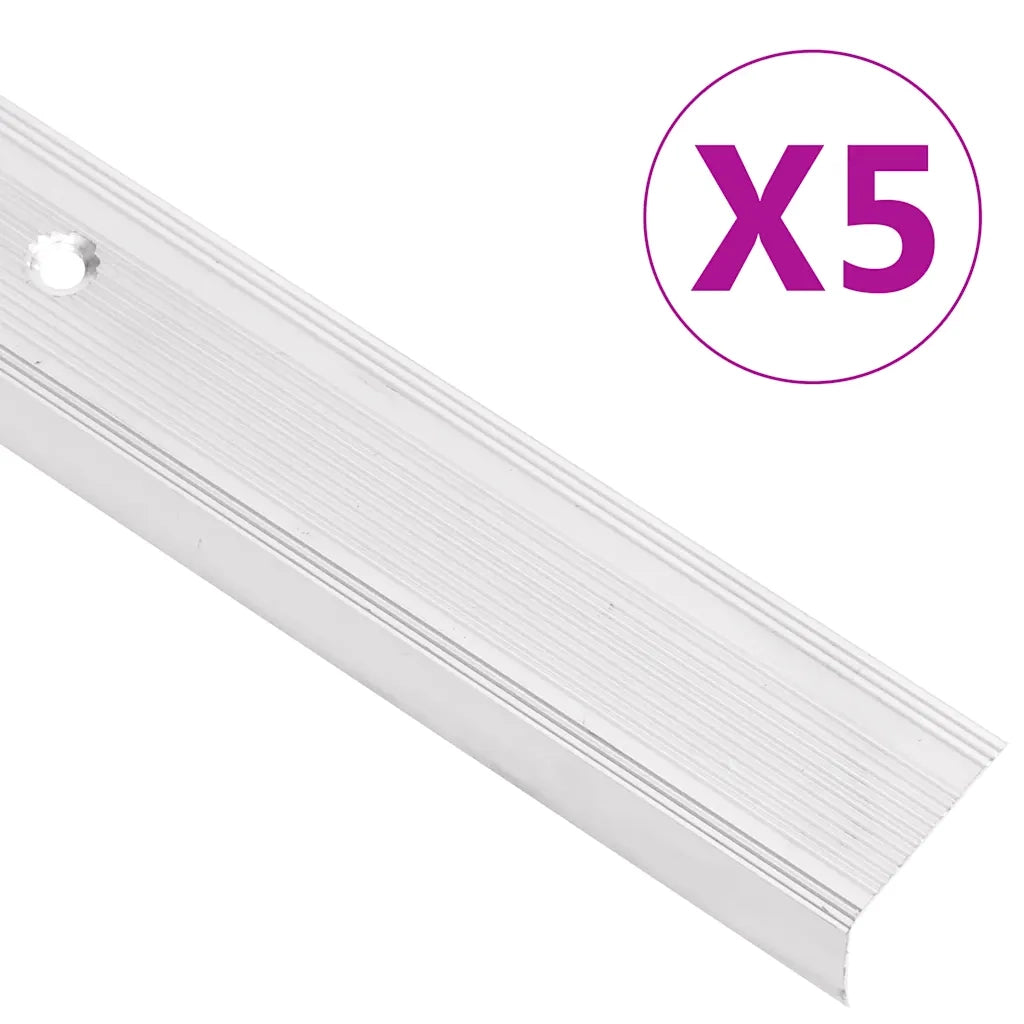 Profili a L per Gradini 5 pz in Alluminio 100 cm Argento