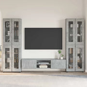 Set mobile TV con porta FLORIN Grigio cemento Legno multistrato