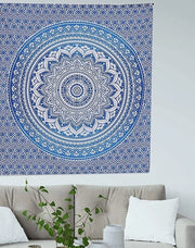 Tappeto magico psichedelico - Mandala ombra disegno - 1 pezzo - Blu - Cotone