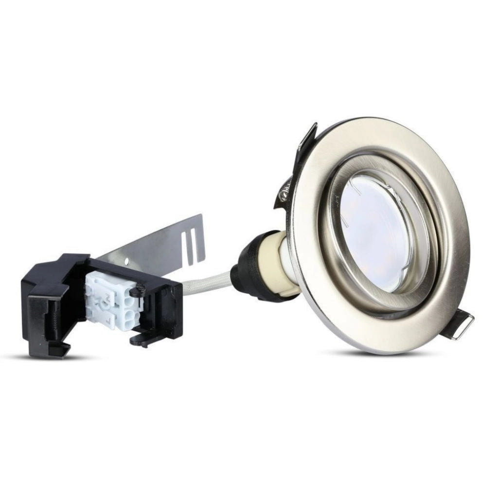 3 PZ Faretti LED Incasso Rotondo Orientabile 5W Carcassa Nichel Satinato 3000K Caldo con Lampada GU10 Sostituibile SKU 8884