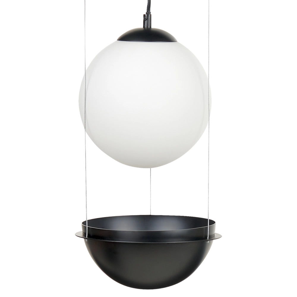 Lampada a sospensione con paralume in vetro nero Forma di globo rotondo Luce a sospensione