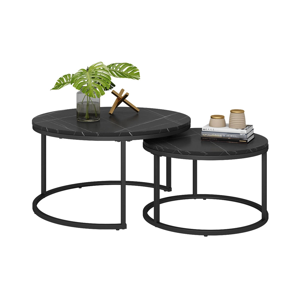 Vicco Set di tavolini Nero 77 x 40 cm 2 parti