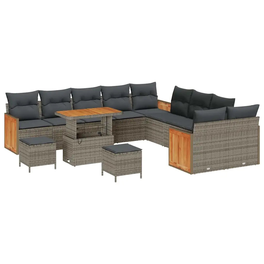 Set Divano da Giardino con cuscino 13 pcs Grigio polyrattan 3365318