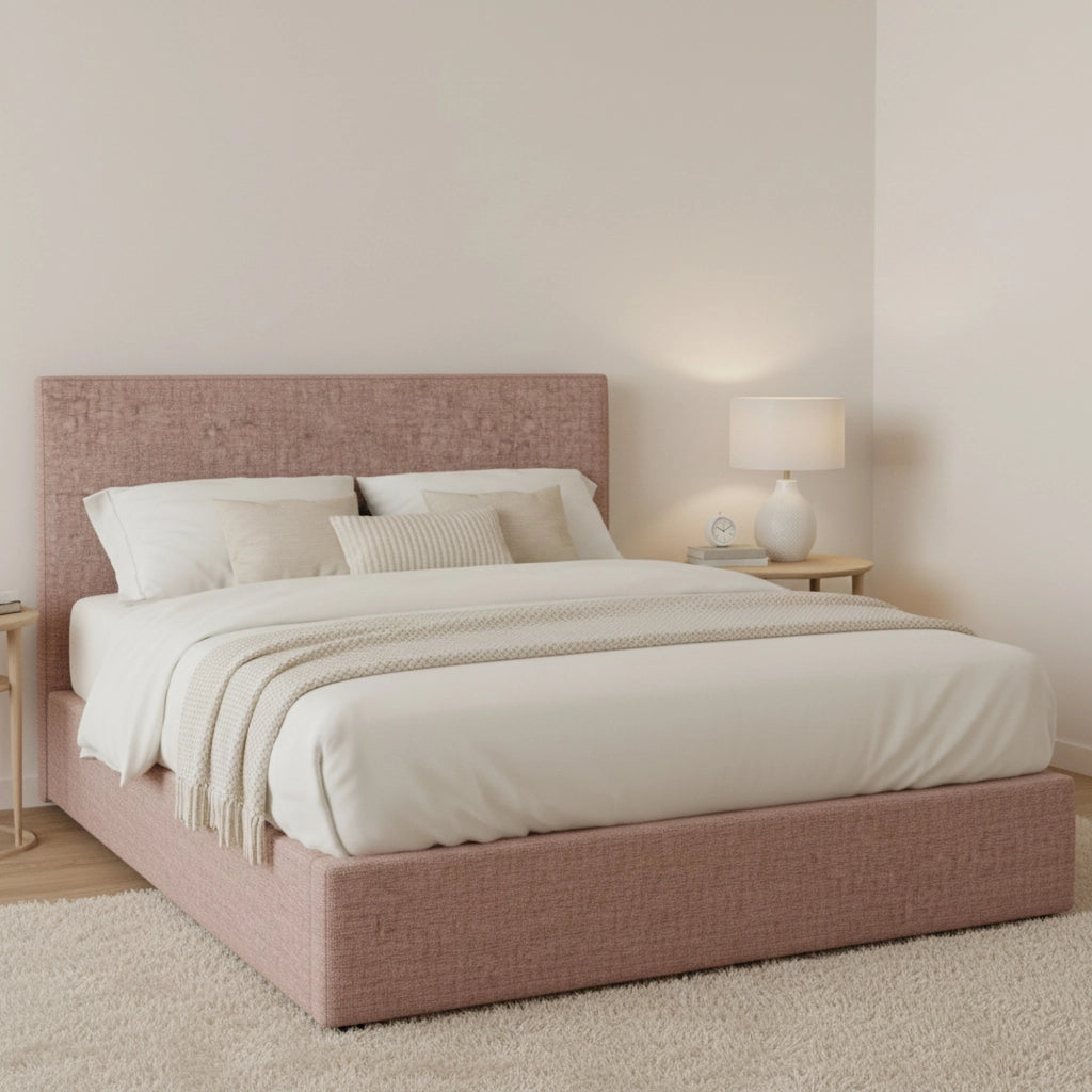Basildon, Letto Matrimoniale Sfoderabile Made in Italy, Rosa Antico