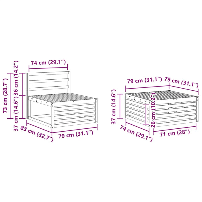 Set di divani da esterno 7 pcs Naturale 3373054