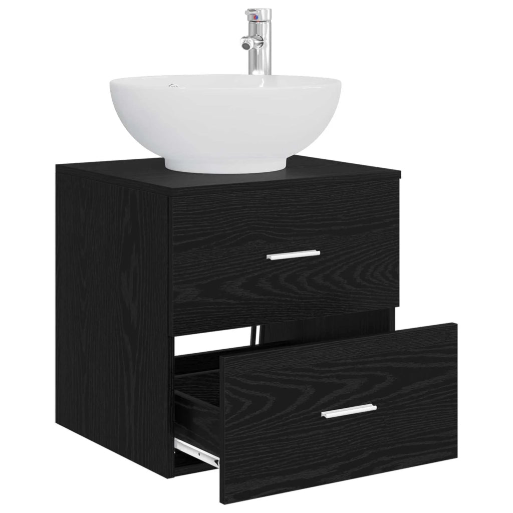 Mobile Lavabo da Parete Rovere Nero 49,5 x 44,5 x 66,5 cm 890303