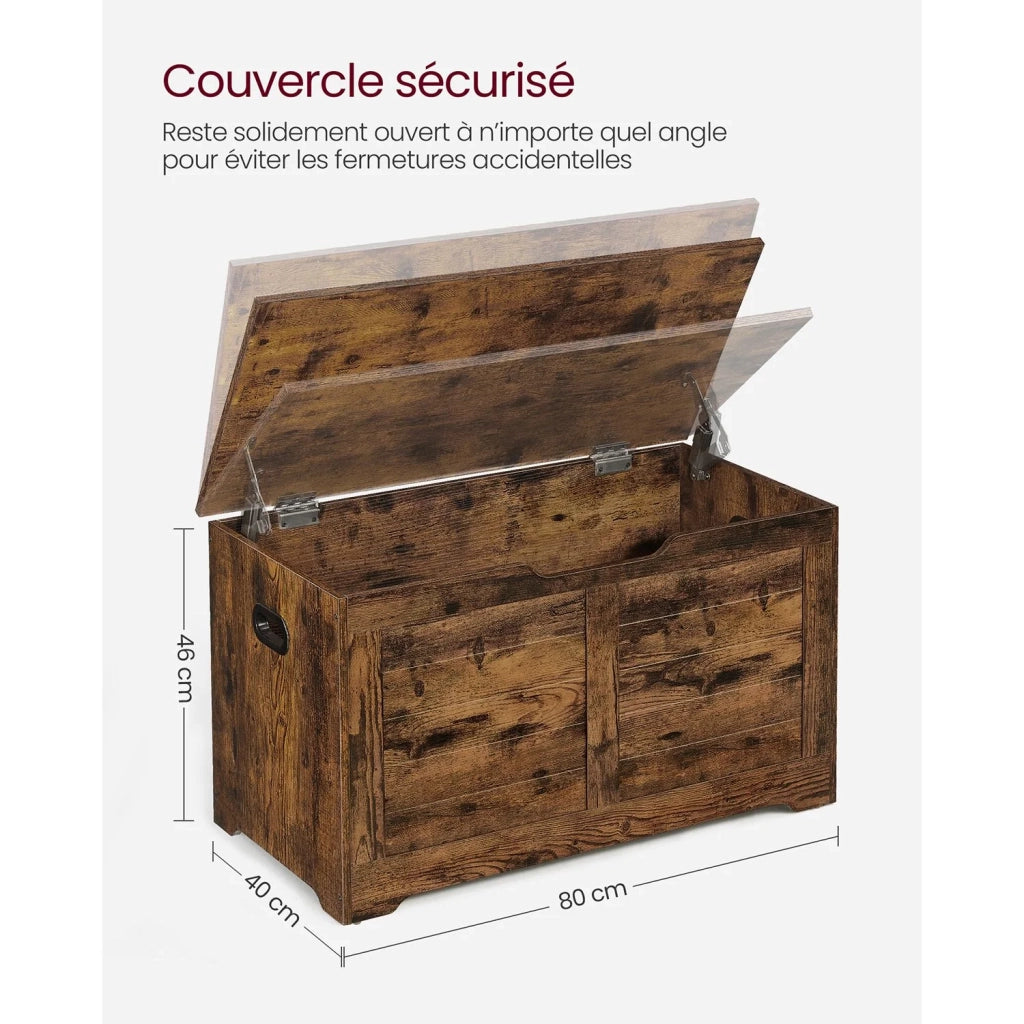 Cassapanca portaoggetti da interno scarpiera pouf panca portaoggetti per bambini con cerniere di sicurezza stile moderno 100 x 40 x 46 cm marrone 12_0005146