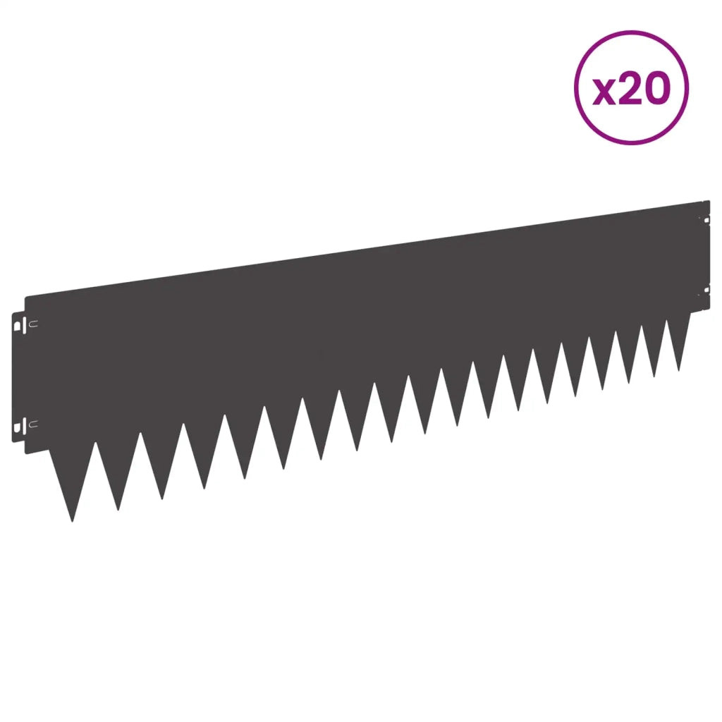 Bordura per Prato 20 pcs 103 x 25 cm metallo Nero 8008288