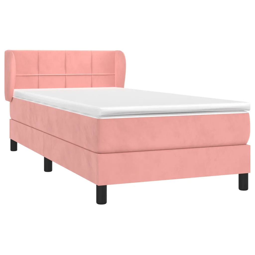 Giroletto a Molle con Materasso Rosa 100x200 cm in Velluto 3127480