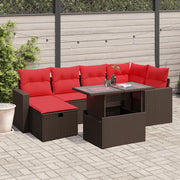 Set Divani da Giardino 7 pz con Cuscini Marrone in Polyrattan 3274824