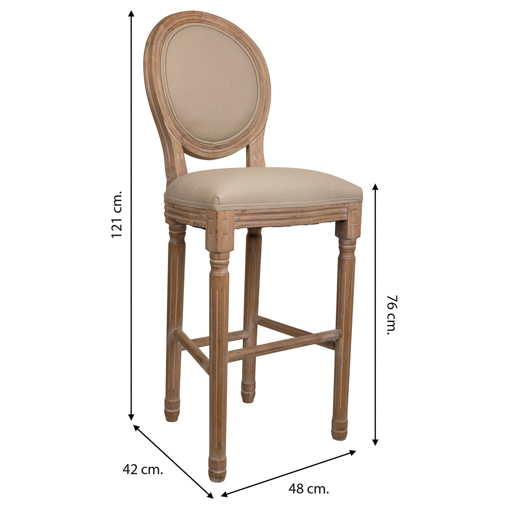 Sgabello in legno imbottito marrone 48x42x76/121h