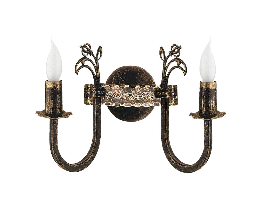 Applique retrò a candela doppia bronzo E14 Jupiter Korona