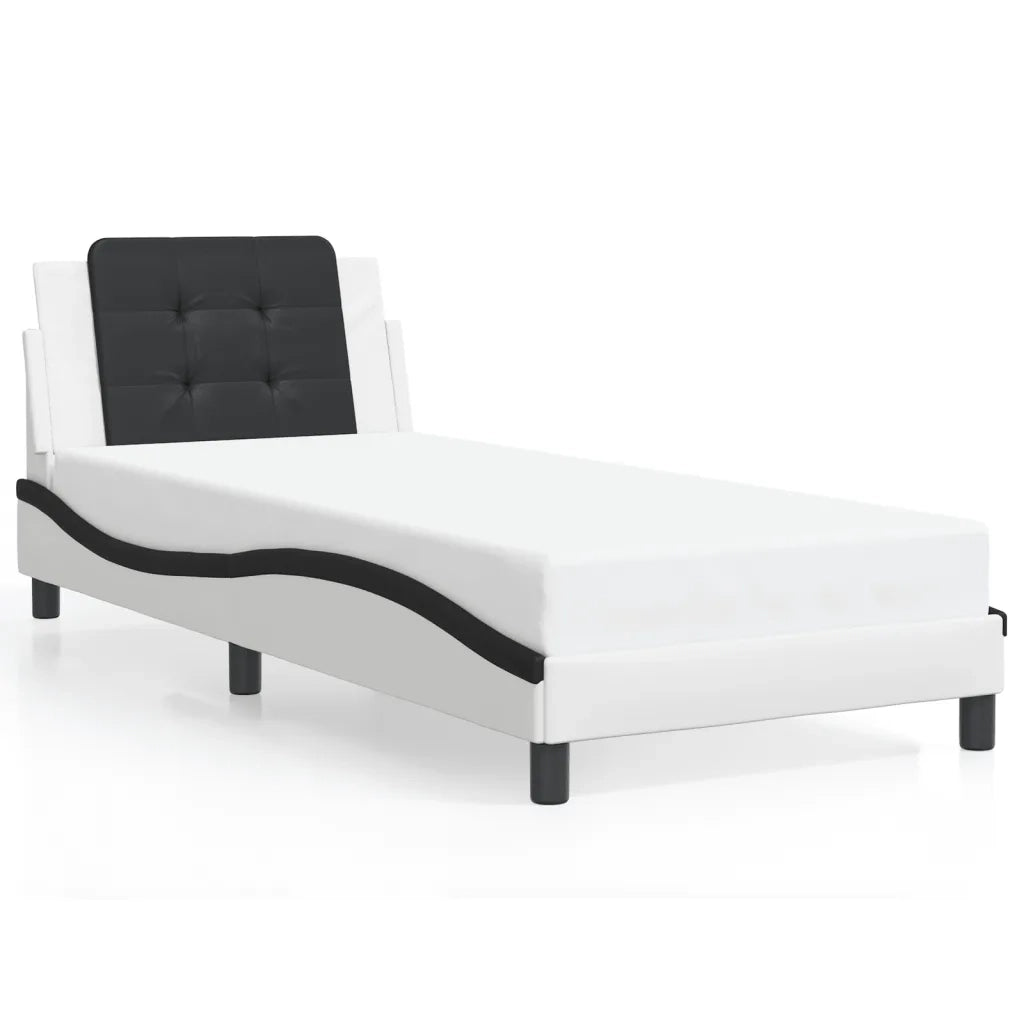 Giroletto con LED senza Materasso Zadar Bianco e Nero 100x200 cm