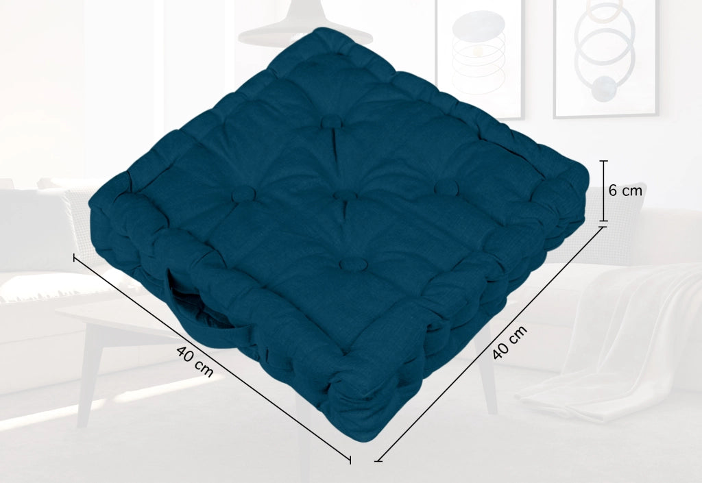 6 Pezzi Cuscini Sedia Quadrati Alti Mattonella Trapuntati 40x40 Cm Altezza 6 Cm Cuscino Spesso Cucina Interno Esterno Coprisedia Cuscino Da Pavimento Con Maniglia  Petrolio