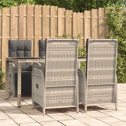 Set da Pranzo da Giardino 5 pz con Cuscini in Polyrattan Grigio 3185031