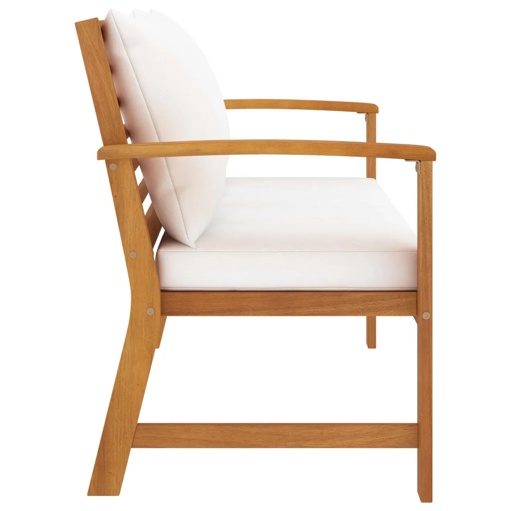 Panchina da Giardino | Panca da Giardino 120 cm con Cuscino Crema in Legno di Acacia