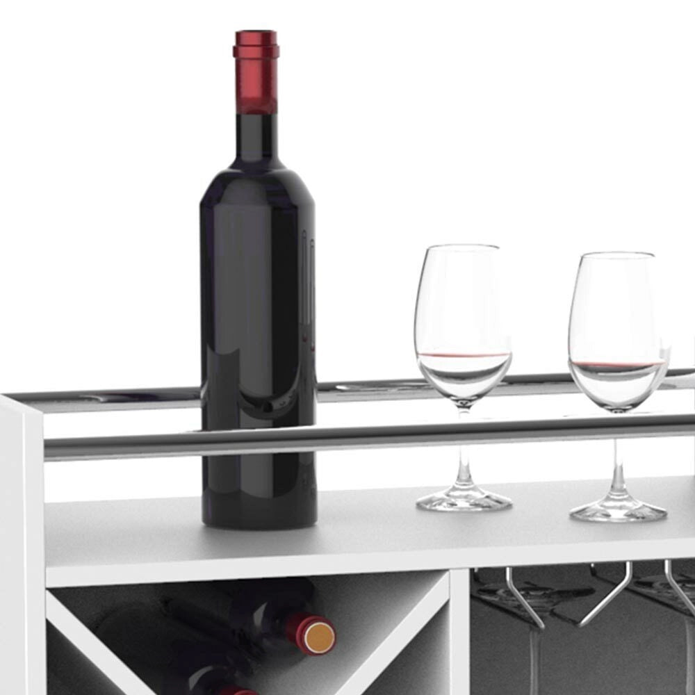 Mobile Bar Cantinetta Bottiglie Vino Legno Cantina 20 Posti Porta Calici Bianco