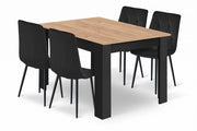 Tavolo da lavoro VALORA NP 120x80 con 4 sedie nere TYRA